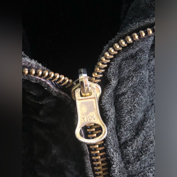 Mens Black Suede Jacket Gold Y2k Zipper Faux Fur Lining 5 Pockets Size ? - Picture 2 of 12